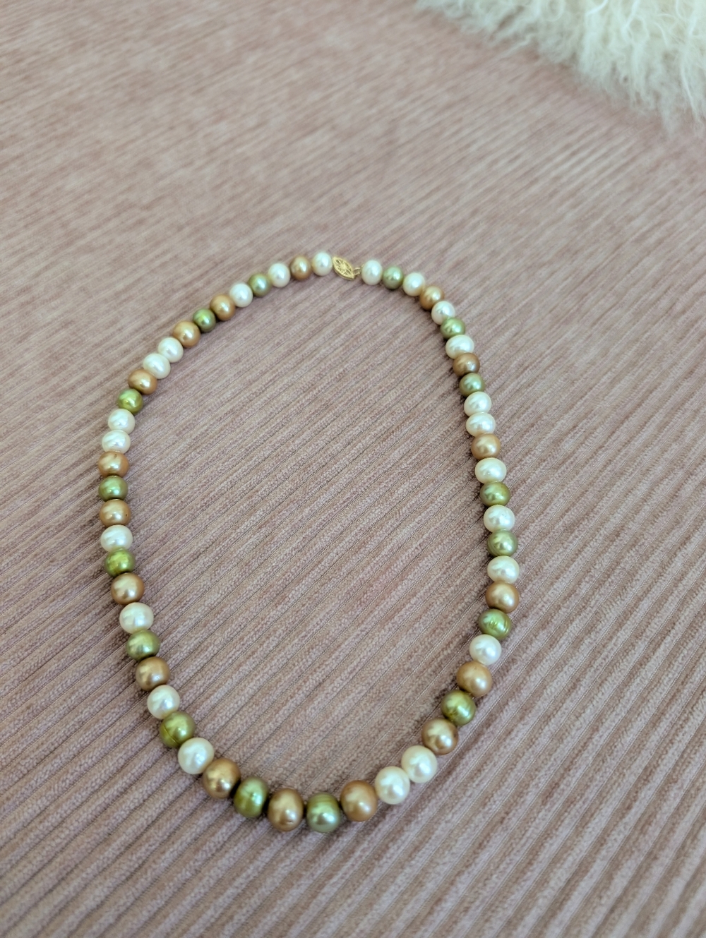 17" Multicolor Baroque Pearl Necklace with Solid 14K Yellow Gold Clasp